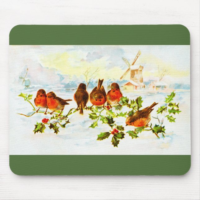 Rotkehlchen und Stechpalme Mousepad (Vorne)