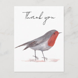 Rotkehlchen-Vogel-Aquarell-Wald-Festliche Winterze Postkarte