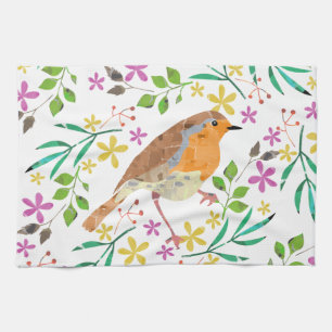 Rotkehlchen, Vogel des Weihnachtsfestes Geschirrtuch