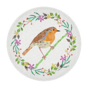 Rotkehlchen, Vogel des Weihnachtsfestes Schneidebrett