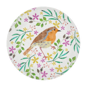 Rotkehlchen, Vogel des Weihnachtsfestes Schneidebrett