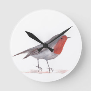 Rotkehlchen Vogel Runde Wanduhr