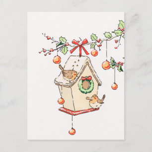 Rotkehlchen Weihnachtskarte Schnee, Robin Weihnach Feiertagspostkarte