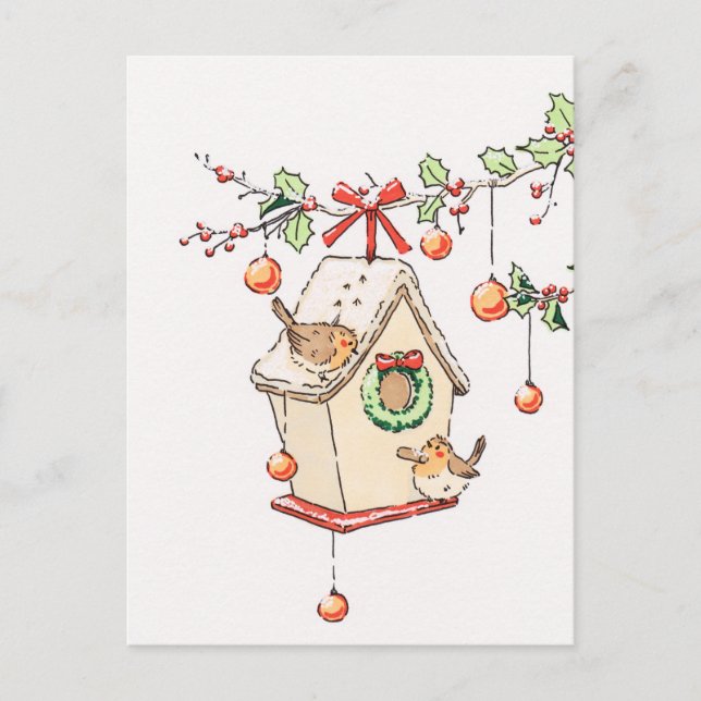 Rotkehlchen-Weihnachtskarte Schnee, Weihnachtskart Feiertagspostkarte (Vorderseite)