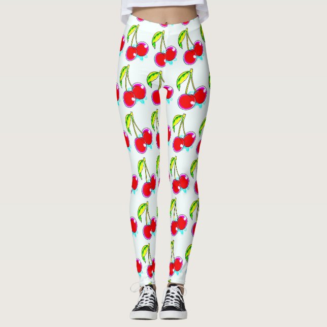 Rotkirsche weiß leggings (Vorderseite)