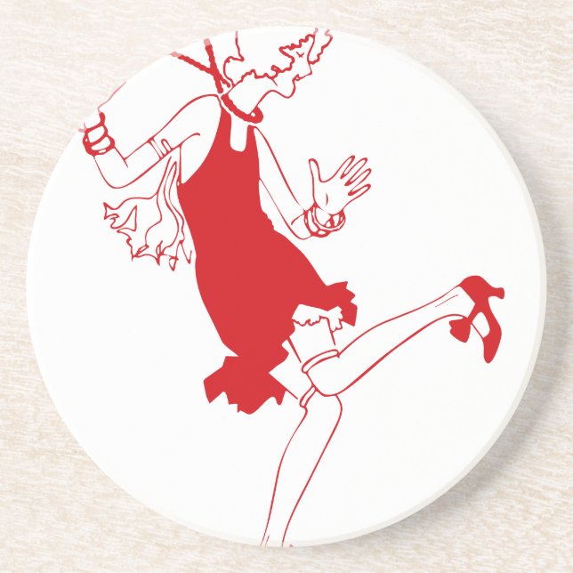 Rotklappenmädchen Sandstein Untersetzer (Vorne)