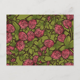 Rotklee-Blüten-Frühlingsmuster Postkarte