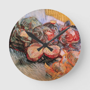 Rotkohl und Zwiebeln von Vincent van Gogh Runde Wanduhr