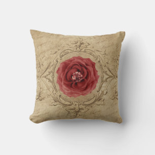 Rotkohlrose in einem antiken Rahmen Kissen