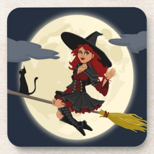 ROTKOPF HEXE ZU HALLOWEEN UNTERSETZER