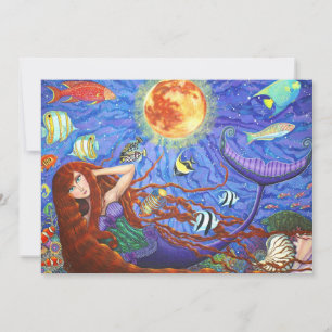 Rotkopfmaid in Corset mit Mond und Fisch