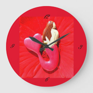Rotkopfmermaid Große Wanduhr
