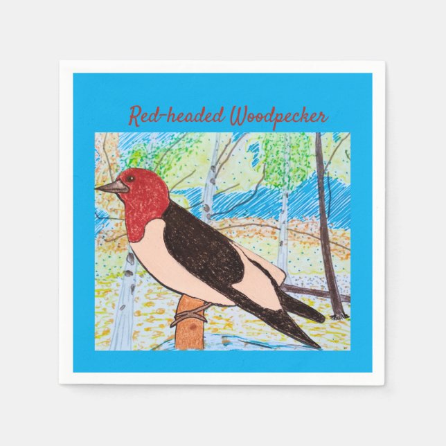 Rotkopfspecht Serviette (Vorderseite)