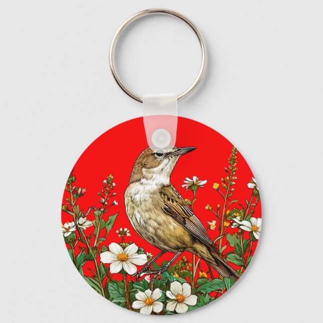 Rotkopfvogel Schlüsselanhänger (Vorderseite)