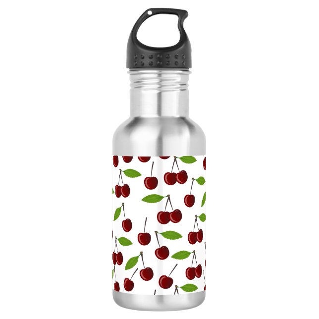Rotkrebse, Kirschmuster, Blätter, Obst Edelstahlflasche (Vorderseite)
