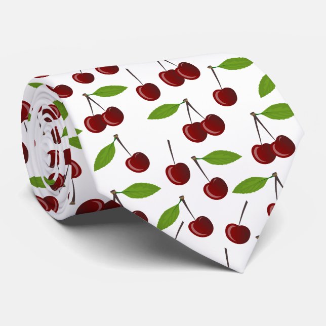 Rotkrebse, Kirschmuster, Blätter, Obst Krawatte (Gerollt)