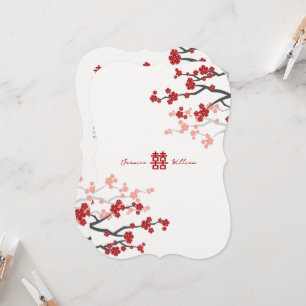 Rotkrebserblüten und Chinesische Doppelhochzeit Einladung