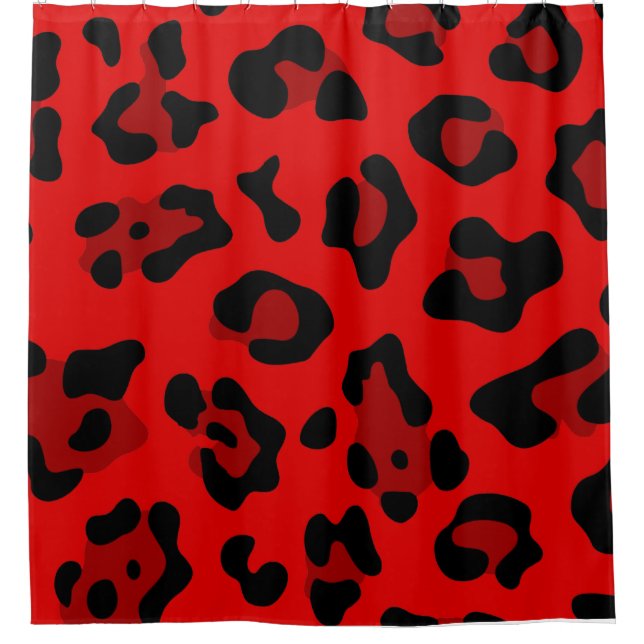 Rotleopard Duschvorhang (Vorderseite)