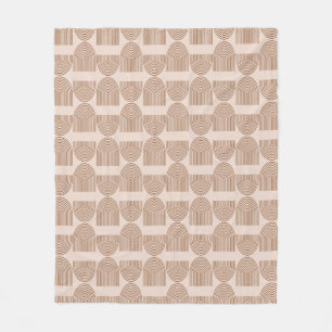 Rötlich Braune Bogenlinie Kunst Moderne Geometrie Fleecedecke