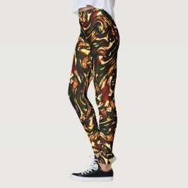 Rötlich-braune und gelbe Kurven Leggings