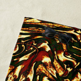 Rötlich-braune und gelbe Kurven Strandtuch