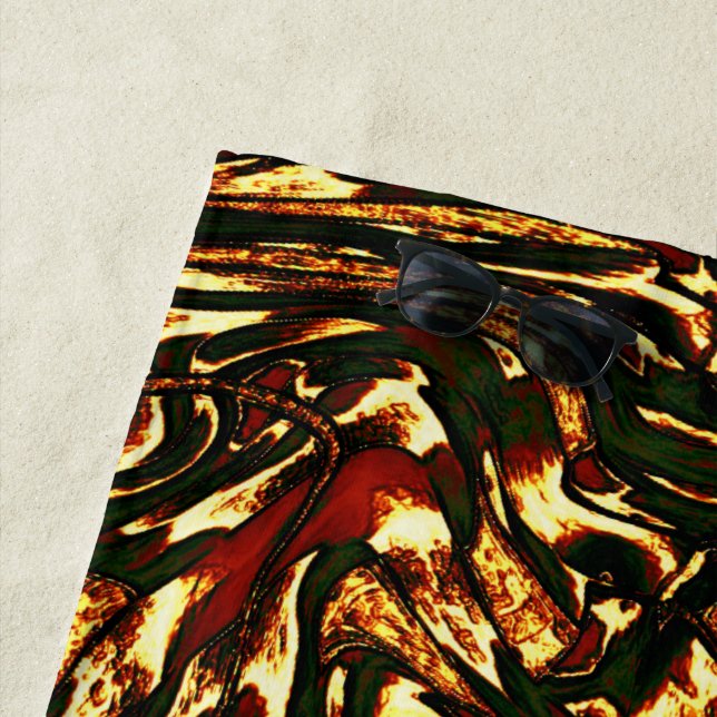 Rötlich-braune und gelbe Kurven Strandtuch (Beispiel)