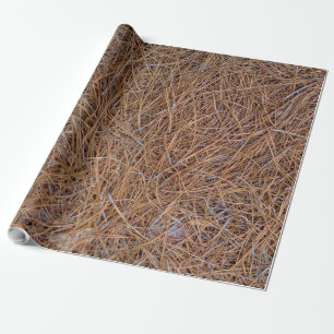 Rötlich braunes Kiefernstroh-Nadel-Foto Geschenkpapier