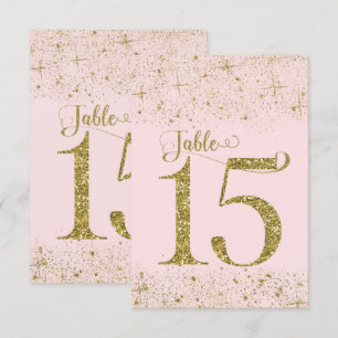 Rötlich Rosa Gold Glitter-Tischzahlen Nummer 15 Einladung