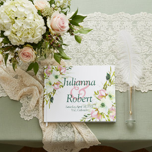 Rötliche und weiße Aquarell-Blumen-Hochzeitsgast Gästebuch