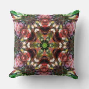 Rötlicher Lachsstern Kaleidoskop im Acryl-Stil Kissen