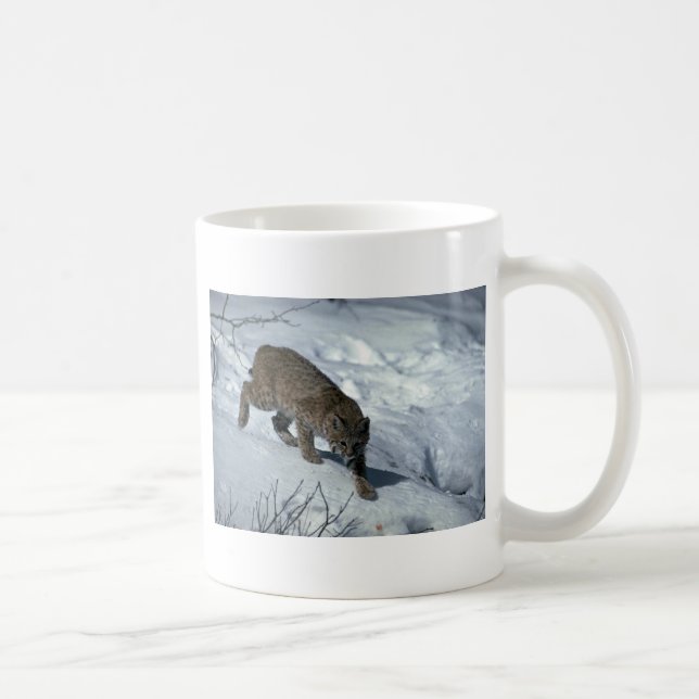 Rotluchs auf Schnee Kaffeetasse (Rechts)