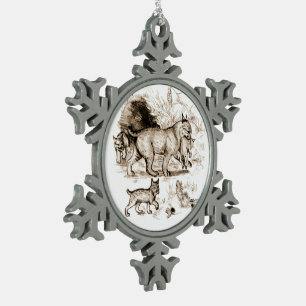 Rotluchs-Familie Schneeflocken Zinn-Ornament