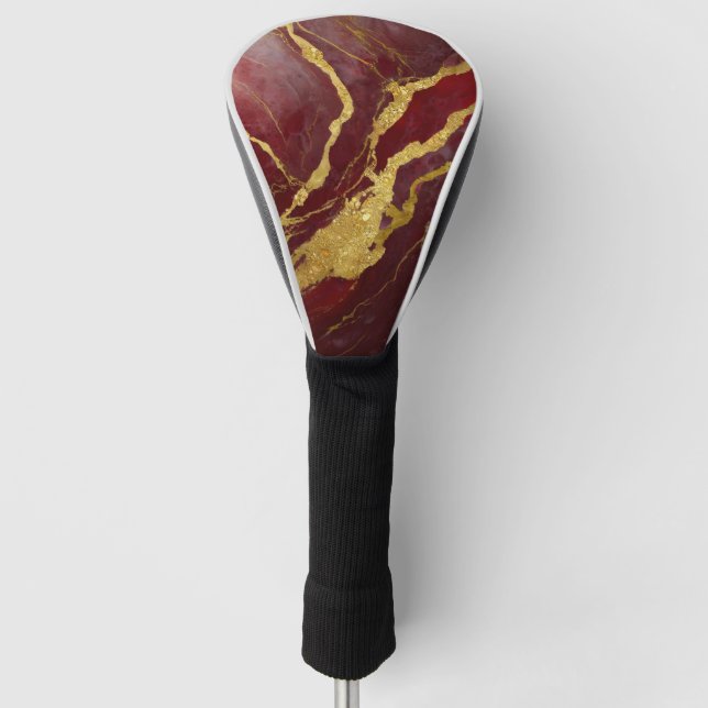 Rotmarmormuster mit Gold Golf Headcover (Vorderseite)