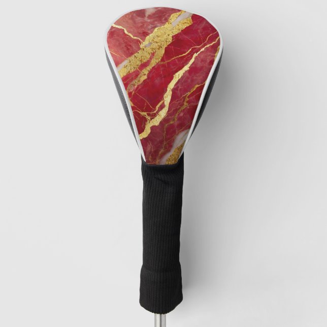 Rotmarmormuster mit Gold Golf Headcover (Vorderseite)