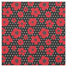 Rotmohn und Polka-Dot-Muster Stoff