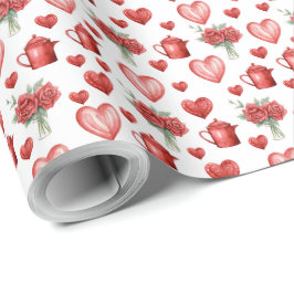 Rotmuster mit Herzen für den Valentinstag Geschenkpapier