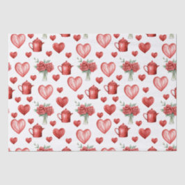 Rotmuster mit Herzen für den Valentinstag Seidenpapier