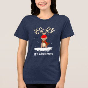 Rotnasen-Rentier Es ist Weihnachten T-Shirt Tri-Blend Shirt