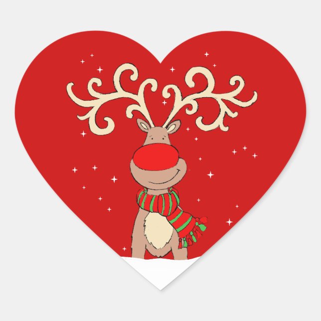 Rotnasen-Rotschnabelkleber Herz-Aufkleber (Vorderseite)