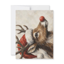Rotnasen-Weihnachtsrentier-Santa-Hut-Karte