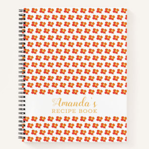 Rotorange Blume Muster Blumenrezeptur  Notizbuch