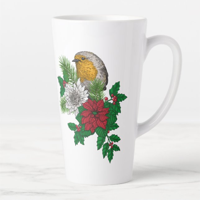 Rotrobin auf Christhmas Dekoration Milchtasse (Rechts)