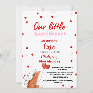 Rotrosa Herzchen Valentinstag Sweetheat Geburtstag Einladung