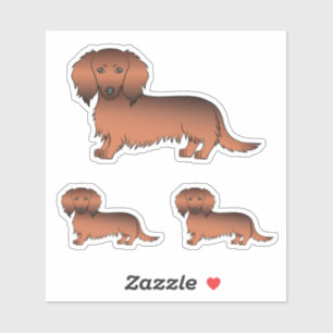 Rotsable-Langhaar-Dachshund-Cartoon-Hunde Aufkleber