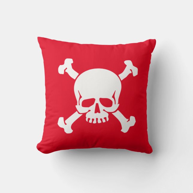 Rotschädel und Kreuzknochen, Piratenflagge Kissen (Vorderseite)