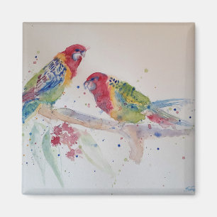 Rotscheck-Rosella-Papagei Aquarellmalerei Magnet