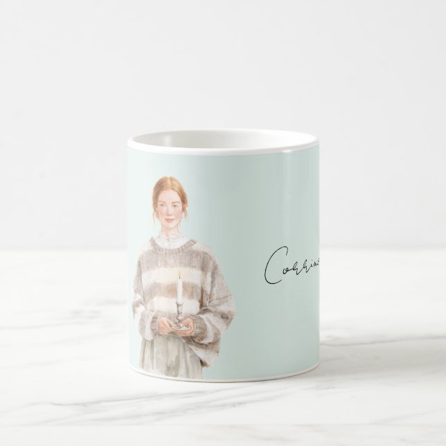 Rotschopf-Frau Pullover Kerze Kaffeetasse (Mittel)