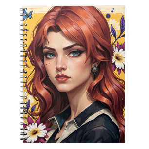 Rotschopf-Porträt Floral 🌸✨ Notizblock