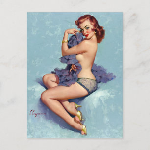 Rotschopf Schönheit Pin Up Postkarte
