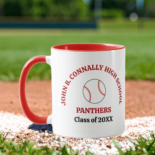 Rotschulbaseballspieler personalisiert tasse (Von Creator hochgeladen)